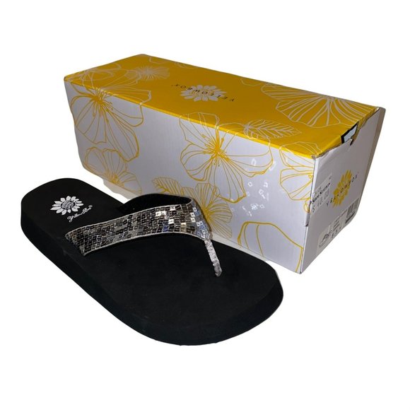 Yellow Box | Shoes | Yellow Box Womens Sandy Pewter Sequin Flip Flops Size  85 Nwb | Poshmark